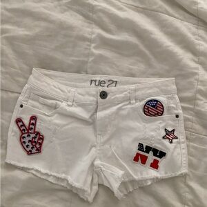 Rue21 White Women's Shorts with Patches